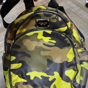 Michael Kors Yellow and Black Camouflage Backpack